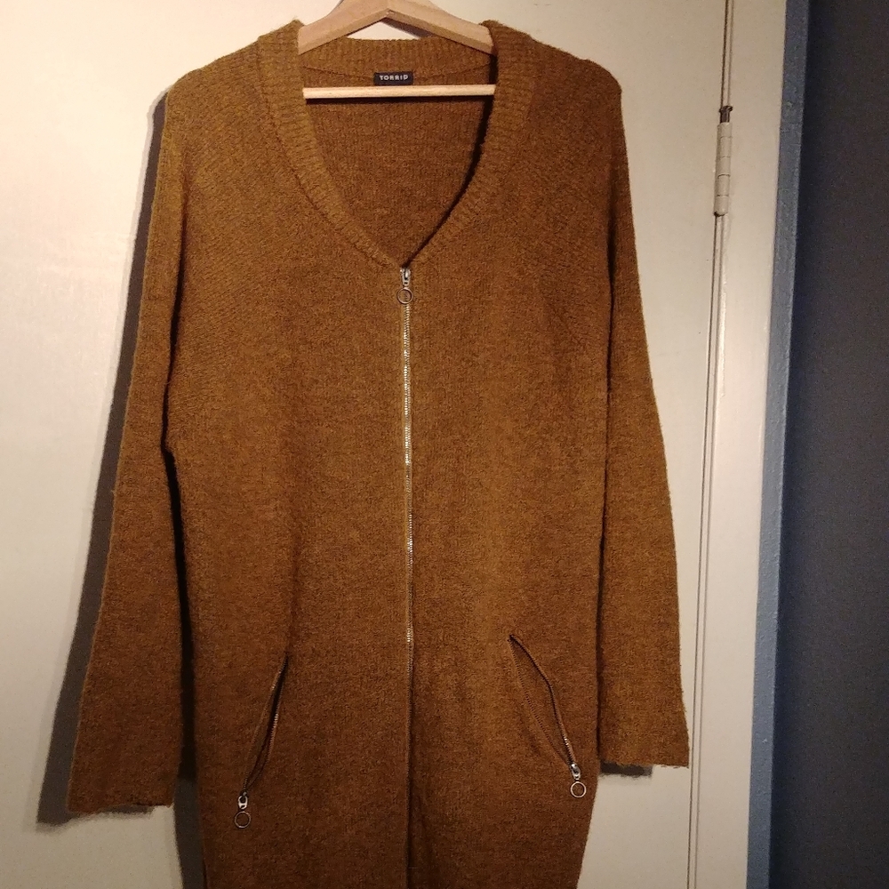 Torrid mustard yellow zip up sweater